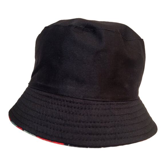 SKULLS AND ROSES Womens Bucket SUN HAT Black and Red Reversible NWT - Picture 4 of 5